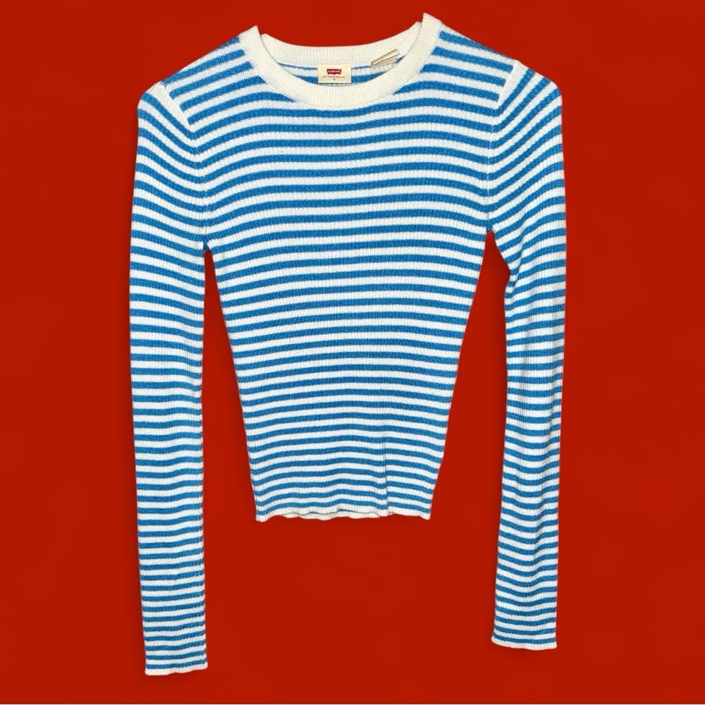 EUC Levi's Blue and White Striped Knit Top